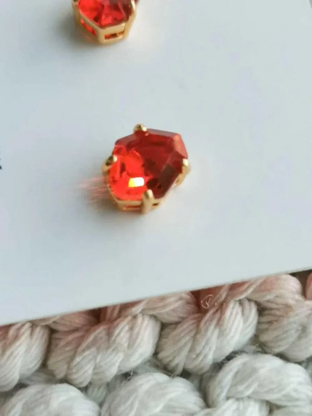 Kate Spade Treasure Trove Gold Pink Sand Stud Earrings Faceted Glam